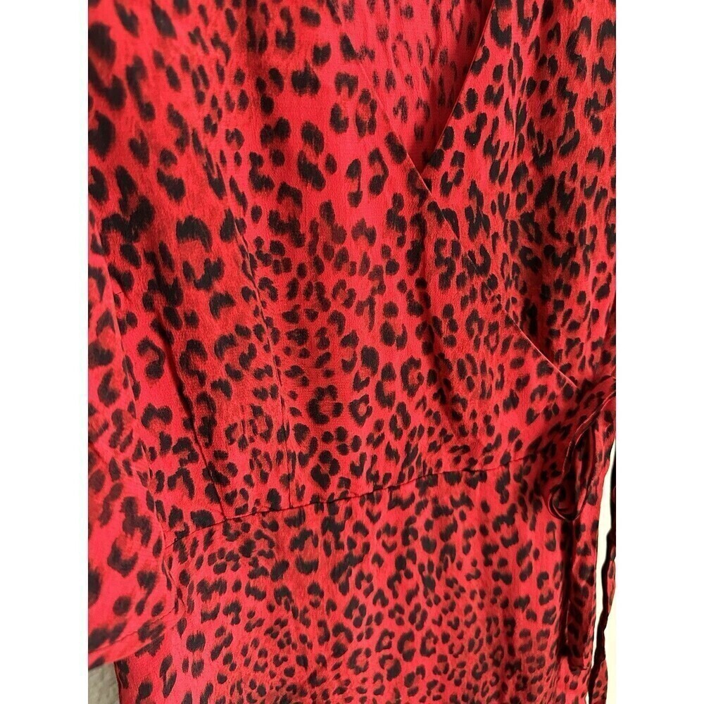 Sanctuary Dress Women's Size Small Red Midi Leopard Print Girl on Fire Faux Wrap - Picture 4 of 6
